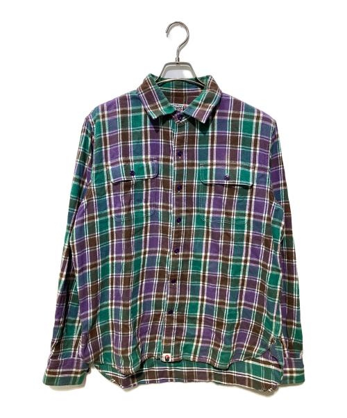 A BATHING APE（アベイシングエイプ）A BATHING APE (アベイシングエイプ) チェックネルシャツ グリーン サイズ:XLの古着・服飾アイテム