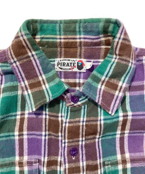 A BATHING APE（アベイシングエイプ）A BATHING APE (アベイシングエイプ) チェックネルシャツ グリーン サイズ:XLの古着・服飾アイテム