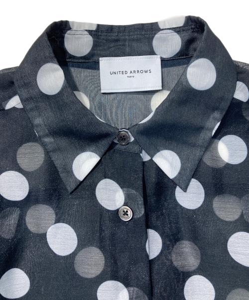 UNITED ARROWS（ユナイテッドアローズ）UNITED ARROWS (ユナイテッドアローズ) オーガンジープリントシャツ ブラック サイズ:SIZE36の古着・服飾アイテム