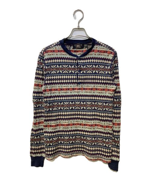 RRL（ダブルアールエル）RRL (ダブルアールエル) ジャカードヘンリーネックカットソー マルチカラー サイズ:XSの古着・服飾アイテム