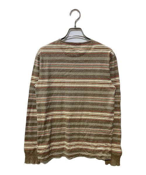 RRL（ダブルアールエル）RRL (ダブルアールエル) マルチボーダーヘンリーネックカットソー ベージュ サイズ:XSの古着・服飾アイテム