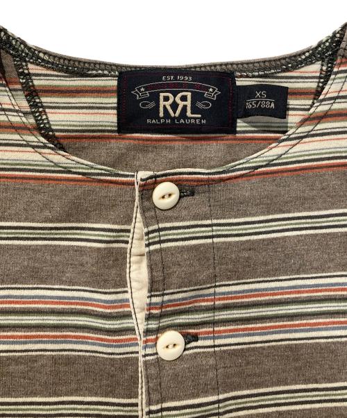 RRL（ダブルアールエル）RRL (ダブルアールエル) マルチボーダーヘンリーネックカットソー ベージュ サイズ:XSの古着・服飾アイテム