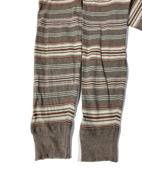 RRL（ダブルアールエル）RRL (ダブルアールエル) マルチボーダーヘンリーネックカットソー ベージュ サイズ:XSの古着・服飾アイテム