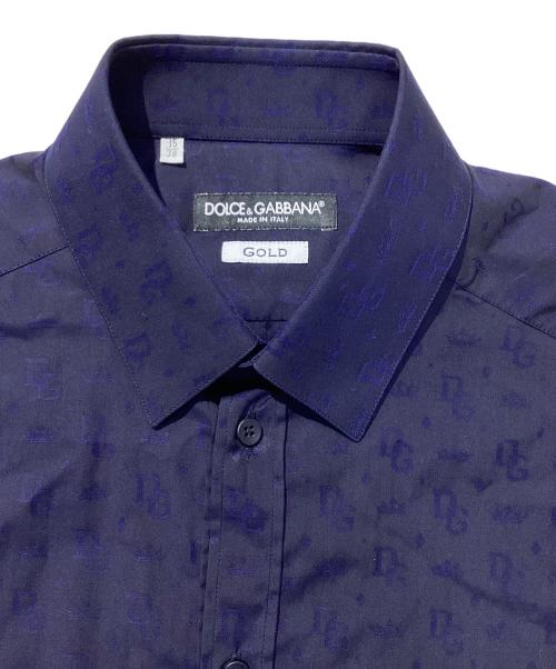 DOLCE & GABBANA（ドルチェ＆ガッバーナ）DOLCE & GABBANA (ドルチェ＆ガッバーナ) モノグラムシャツ ネイビー サイズ:SIZE38の古着・服飾アイテム