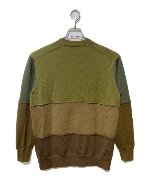 COMME des GARCONS HOMME（コムデギャルソン オム）COMME des GARCONS HOMME (コムデギャルソン オム) 梳毛天竺切替カーディガン グリーン×ブラウン サイズ:Mの古着・服飾アイテム
