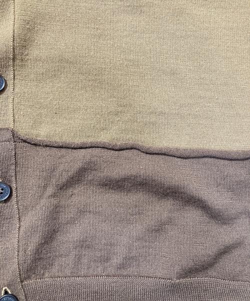 COMME des GARCONS HOMME（コムデギャルソン オム）COMME des GARCONS HOMME (コムデギャルソン オム) 梳毛天竺切替カーディガン グリーン×ブラウン サイズ:Mの古着・服飾アイテム