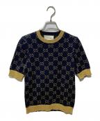GUCCIグッチ）の古着「GGコットンラメファブリックトップス」｜ブラック×ゴールド