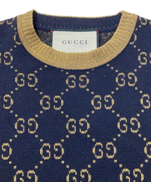 GUCCI（グッチ）GUCCI (グッチ) GGコットンラメファブリックトップス ブラック×ゴールド サイズ:XSの古着・服飾アイテム