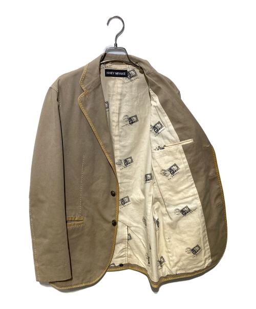 ISSEY MIYAKE（イッセイミヤケ）ISSEY MIYAKE (イッセイミヤケ) レザーパイピングジャケット ベージュ サイズ:3の古着・服飾アイテム
