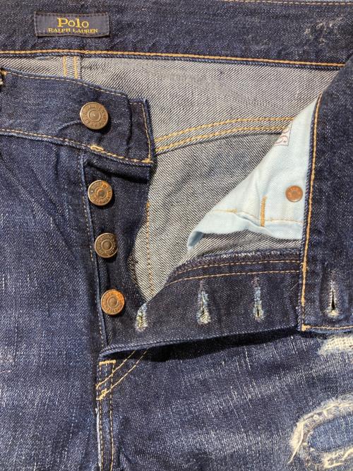 POLO RALPH LAUREN（ポロ・ラルフローレン）POLO RALPH LAUREN (ポロ・ラルフローレン) リメイクデニムパンツ インディゴ サイズ:W26の古着・服飾アイテム