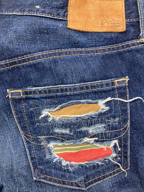 POLO RALPH LAUREN（ポロ・ラルフローレン）POLO RALPH LAUREN (ポロ・ラルフローレン) リメイクデニムパンツ インディゴ サイズ:W26の古着・服飾アイテム