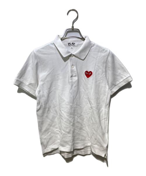 PLAY COMME des GARCONS（プレイコムデギャルソン）PLAY COMME des GARCONS (プレイコムデギャルソン) ハートパッチポロシャツ ホワイト サイズ:Lの古着・服飾アイテム
