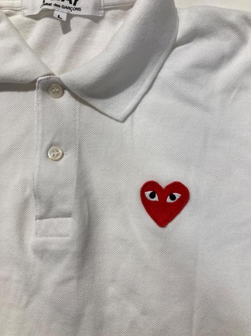 PLAY COMME des GARCONS（プレイコムデギャルソン）PLAY COMME des GARCONS (プレイコムデギャルソン) ハートパッチポロシャツ ホワイト サイズ:Lの古着・服飾アイテム