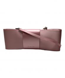 CHARLES & KEITH（チャールズアンドキース）の古着「サテンボウイロンゲイティッドショルダーバッグ」｜FlamingoPink