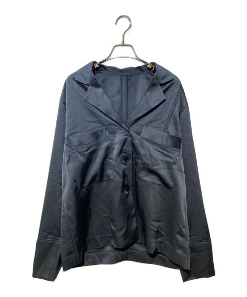 anuke（アンヌーク）anuke (アンヌーク) サテンテーラードジャケット ネイビー サイズ:FREEの古着・服飾アイテム