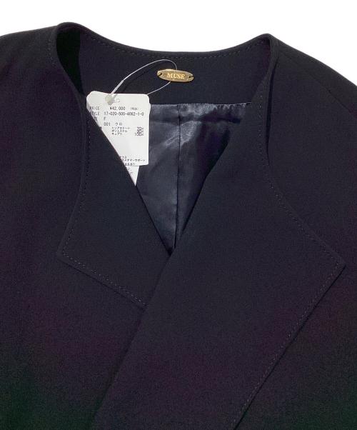 MUSE de Deuxieme Classe（ミューズ ドゥーズィエム クラス）MUSE de Deuxieme Classe (ミューズ ドゥーズィエム クラス) トリアセジョーゼット ノーカラー ブラック サイズ:FREEの古着・服飾アイテム