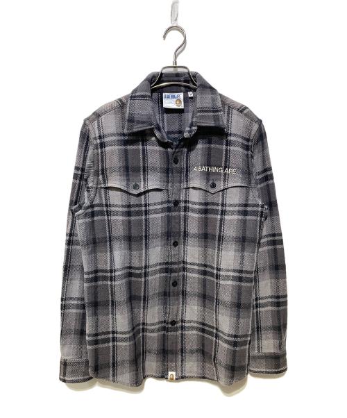 A BATHING APE（アベイシングエイプ）A BATHING APE (アベイシングエイプ) ヘビーコットンネルシャツ グレー サイズ:Mの古着・服飾アイテム