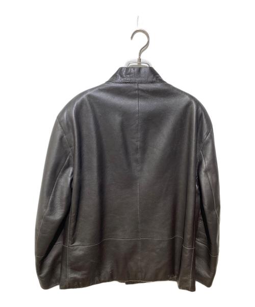 ARMANI COLLEZIONI（アルマーニ コレツィオーニ）ARMANI COLLEZIONI (アルマーニ コレツィオーニ) ラムスキンレザージャケット ブラウン サイズ:54の古着・服飾アイテム