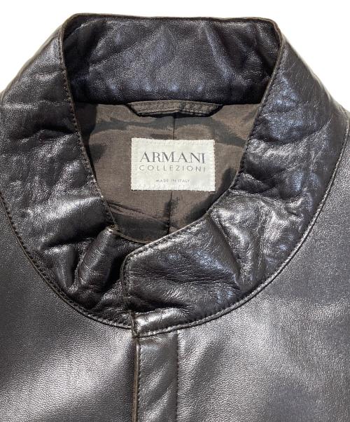 ARMANI COLLEZIONI（アルマーニ コレツィオーニ）ARMANI COLLEZIONI (アルマーニ コレツィオーニ) ラムスキンレザージャケット ブラウン サイズ:54の古着・服飾アイテム
