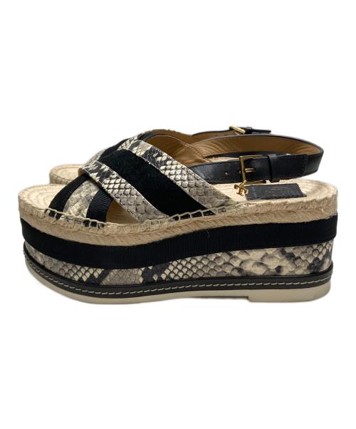 TORY BURCH（トリーバーチ）TORY BURCH (トリーバーチ) レザー切替エスパドリーユ ベージュ サイズ:SIZE 7Mの古着・服飾アイテム