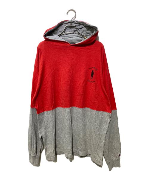 Champion（チャンピオン）Champion (チャンピオン) パーカー グレー×レッド サイズ:Lの古着・服飾アイテム