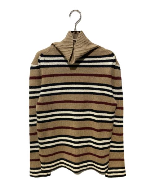 BURBERRY BLACK LABEL（バーバリーブラックレーベル）BURBERRY BLACK LABEL (バーバリーブラックレーベル) タートルネックボーダーニット ブラウン サイズ:SIZE 1の古着・服飾アイテム