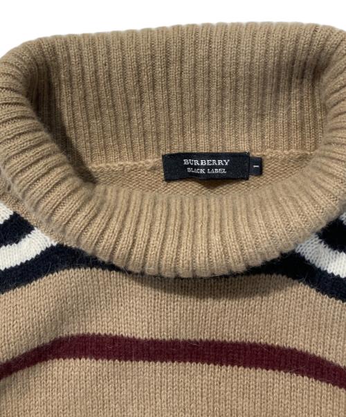 BURBERRY BLACK LABEL（バーバリーブラックレーベル）BURBERRY BLACK LABEL (バーバリーブラックレーベル) タートルネックボーダーニット ブラウン サイズ:SIZE 1の古着・服飾アイテム
