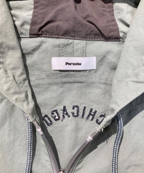 PERUSHU（ペルーシュ）PERUSHU (ペルーシュ) ナイロンアノラックパーカー グリーン サイズ:Mの古着・服飾アイテム