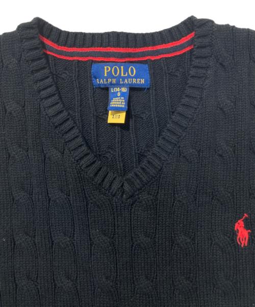 POLO RALPH LAUREN（ポロ・ラルフローレン）POLO RALPH LAUREN (ポロ・ラルフローレン) ニットベスト ネイビー サイズ:SIZE L(14-16)の古着・服飾アイテム