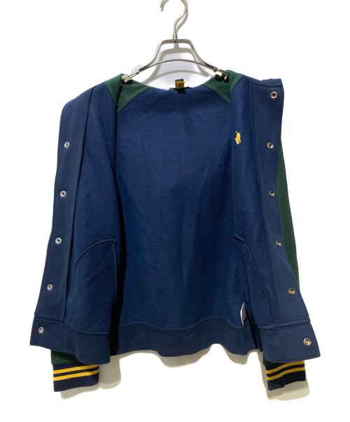 POLO RALPH LAUREN（ポロ・ラルフローレン）POLO RALPH LAUREN (ポロ・ラルフローレン) フーディスタジャン ネイビー×グリーン サイズ:L(14-16)の古着・服飾アイテム