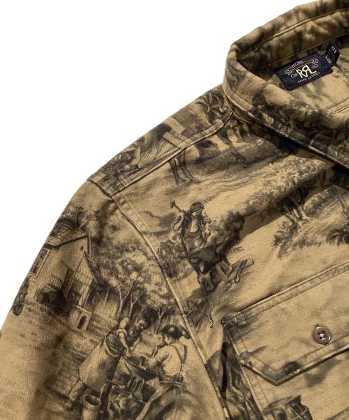 RRL（ダブルアールエル）RRL (ダブルアールエル) エクエステリアンプリントモールスキンワークシャツ ブラウン サイズ:XLの古着・服飾アイテム