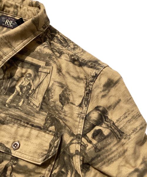 RRL（ダブルアールエル）RRL (ダブルアールエル) エクエステリアンプリントモールスキンワークシャツ ブラウン サイズ:XLの古着・服飾アイテム