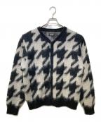 Fake Ass Flowersフェイク アス フラワーズ）の古着「モヘアカーディガン Houndstooth Cardigan」｜グレー