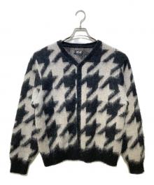 Fake Ass Flowers（フェイク アス フラワーズ）の古着「モヘアカーディガン Houndstooth Cardigan」｜グレー
