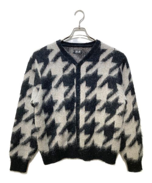Fake Ass Flowers（フェイク アス フラワーズ）Fake Ass Flowers (フェイク アス フラワーズ) モヘアカーディガン Houndstooth Cardigan グレー サイズ:SIZE 2の古着・服飾アイテム