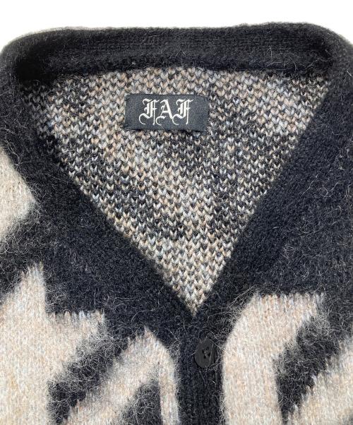 Fake Ass Flowers（フェイク アス フラワーズ）Fake Ass Flowers (フェイク アス フラワーズ) モヘアカーディガン Houndstooth Cardigan グレー サイズ:SIZE 2の古着・服飾アイテム