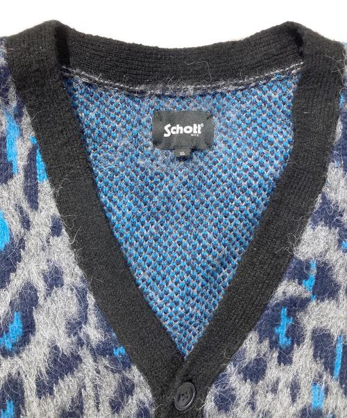 Schott（ショット）Schott (ショット) SHAGGY KNIT LEOPARD グレー×ブルー サイズ:XLの古着・服飾アイテム