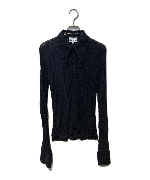GANNI（ガニー）GANNI (ガニー) Stretch Lace Shirt ブラック サイズ:SIZE36の古着・服飾アイテム