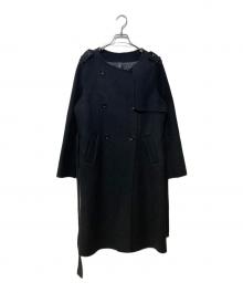 Dignite collier（ディニテ コリエ）の古着「ノーカラーメルトントレンチコート」｜ブラック