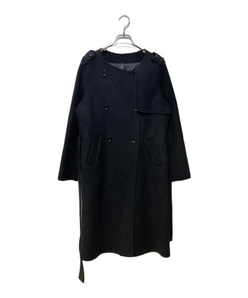 Dignite collier（ディニテ コリエ）Dignite collier (ディニテ コリエ) ノーカラーメルトントレンチコート ブラック サイズ:FREEの古着・服飾アイテム