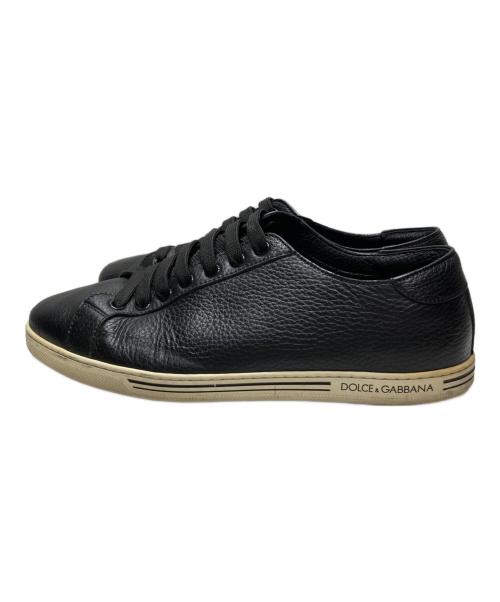 DOLCE & GABBANA（ドルチェ＆ガッバーナ）DOLCE & GABBANA (ドルチェ＆ガッバーナ) レザースニーカー ブラック サイズ:6の古着・服飾アイテム
