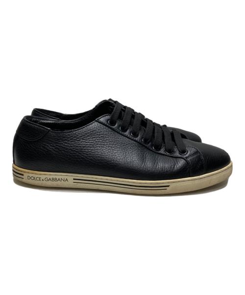 DOLCE & GABBANA（ドルチェ＆ガッバーナ）DOLCE & GABBANA (ドルチェ＆ガッバーナ) レザースニーカー ブラック サイズ:6の古着・服飾アイテム
