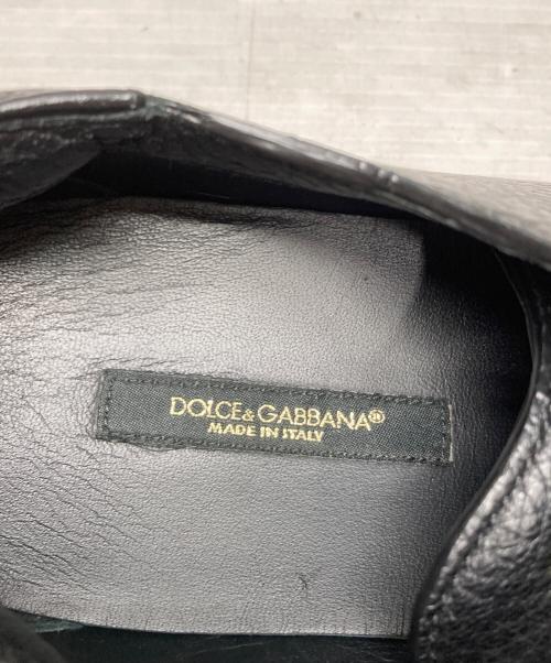 DOLCE & GABBANA（ドルチェ＆ガッバーナ）DOLCE & GABBANA (ドルチェ＆ガッバーナ) レザースニーカー ブラック サイズ:6の古着・服飾アイテム