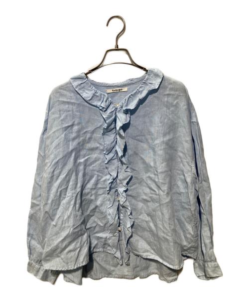tumugu（ツムグ）tumugu (ツムグ) ロイヤルリネンフリルブラウス ブルー サイズ:FREEの古着・服飾アイテム