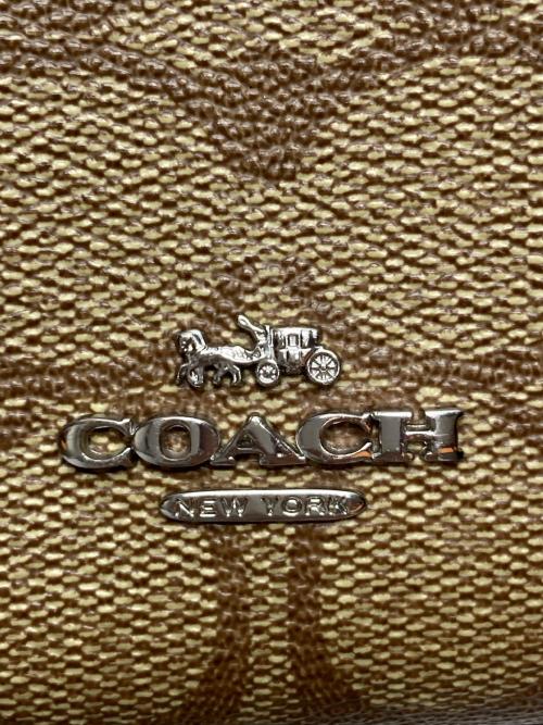 COACH（コーチ）COACH (コーチ) シグネチャースマホショルダーバッグ ブラウン×イエローの古着・服飾アイテム