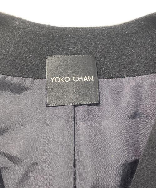 YOKO CHAN（ヨーコチャン）YOKO CHAN (ヨーコチャン) ノーカラーファー切替コート ブラック サイズ:40の古着・服飾アイテム
