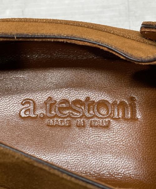 a.testoni（アテストーニ）a.testoni (アテストーニ) スエードダブルモンクストラップシューズ ブラウン サイズ:7の古着・服飾アイテム