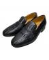 amedeo testoni（アメデオテストーニ）の古着「編み込みレザースリッポン」｜ブラック