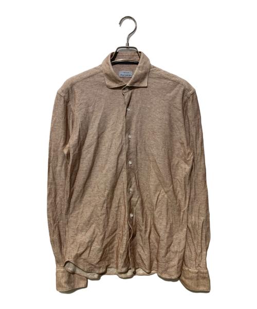 ORIAN（オリアン）ORIAN (オリアン) リネン混コットン ホリゾンタルカラードレスシャツ ブラウン サイズ:SIZE Mの古着・服飾アイテム