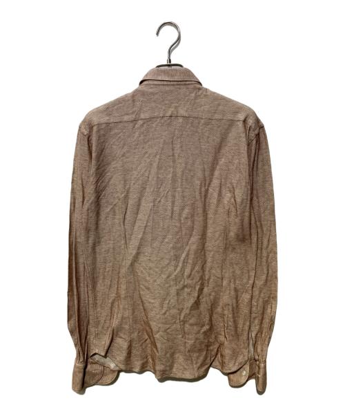 ORIAN（オリアン）ORIAN (オリアン) リネン混コットン ホリゾンタルカラードレスシャツ ブラウン サイズ:SIZE Mの古着・服飾アイテム